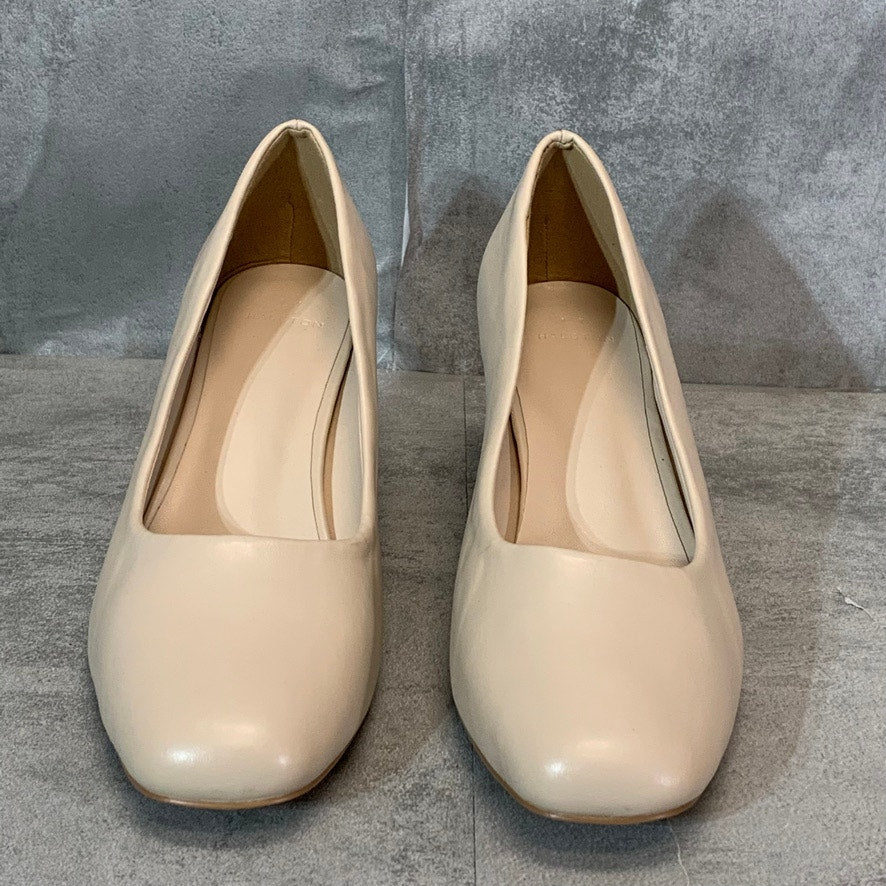 HALSTON Ivory Paris Block Heel Cushioned Slip-On Round-Toe Pumps SZ 11