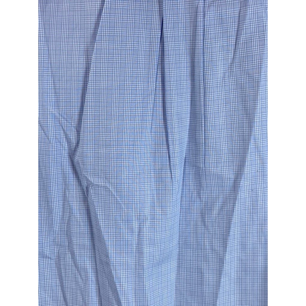 BROOKS BROTHERS Men's Light Blue Mini Check Regular-Fit Dress Shirt SZ 17-35