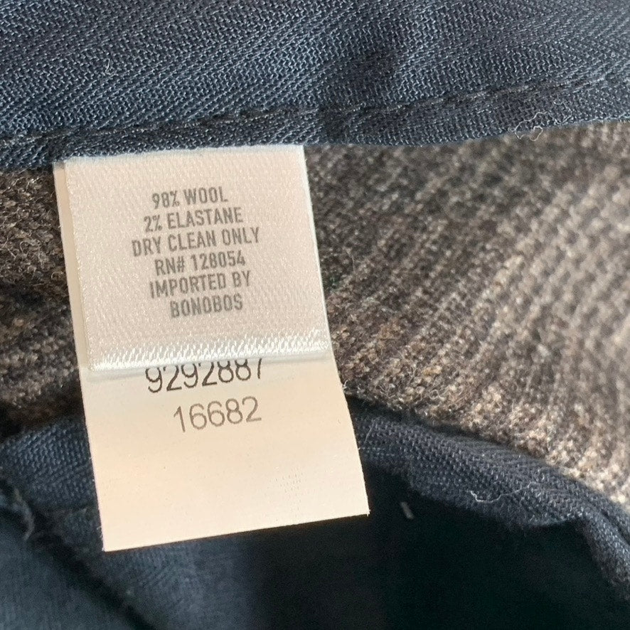 BONOBOS Men's Brown Plaid Tailored-Fit Dress Pants SZ 30X32