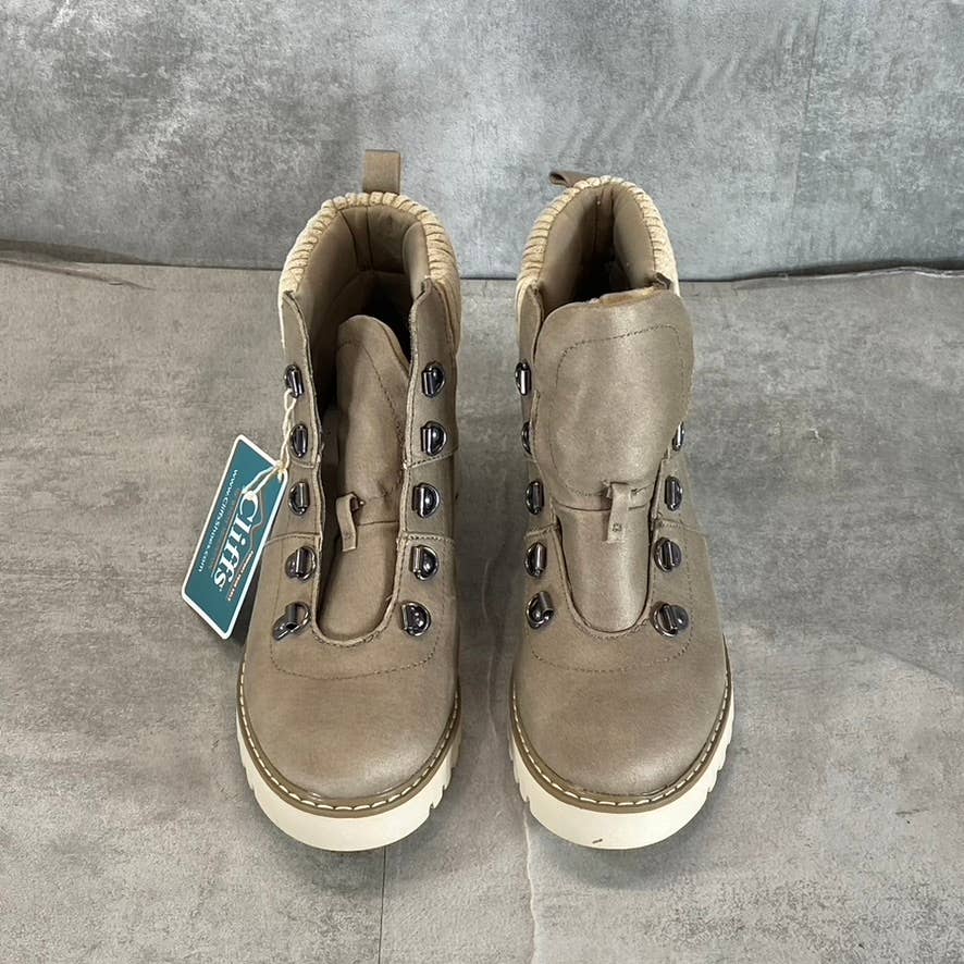 CLIFFS By White Mountain Women's Ice/Fabric Connie Lace-Up Ankle Boots SZ 6