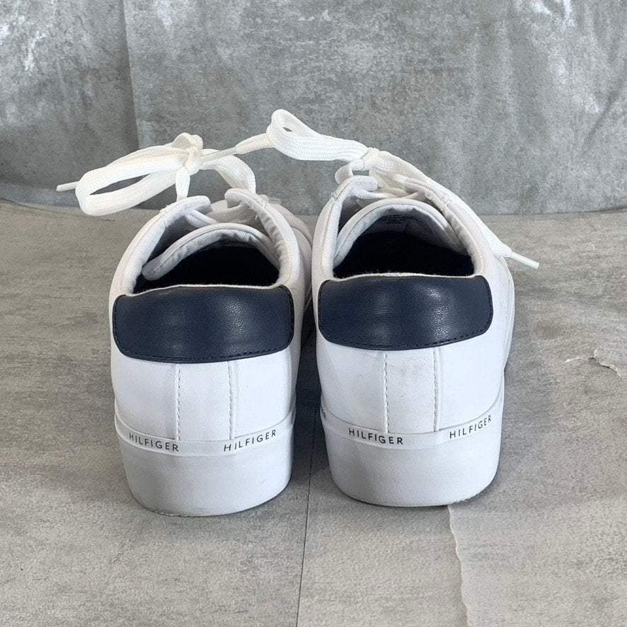 TOMMY HILFIGER Women's White Henissly Round-Toe Lace-Up Sneakers SZ 7.5