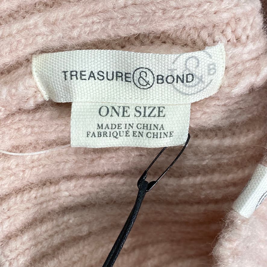 TEASURE & BOND Blush Ribbed Knit Beanie Hat SZ OS