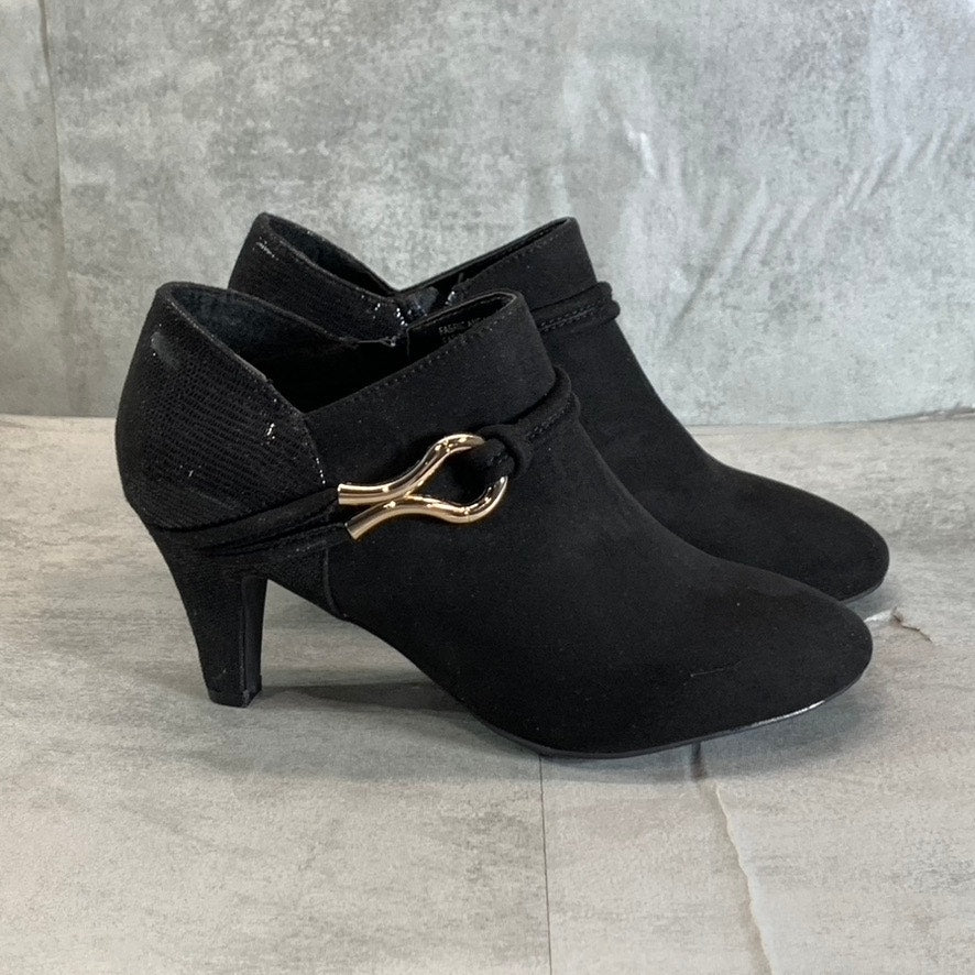 KAREN SCOTT Women's Black Microsuede Melanni Almond-Toe Slip-On Booties SZ 8