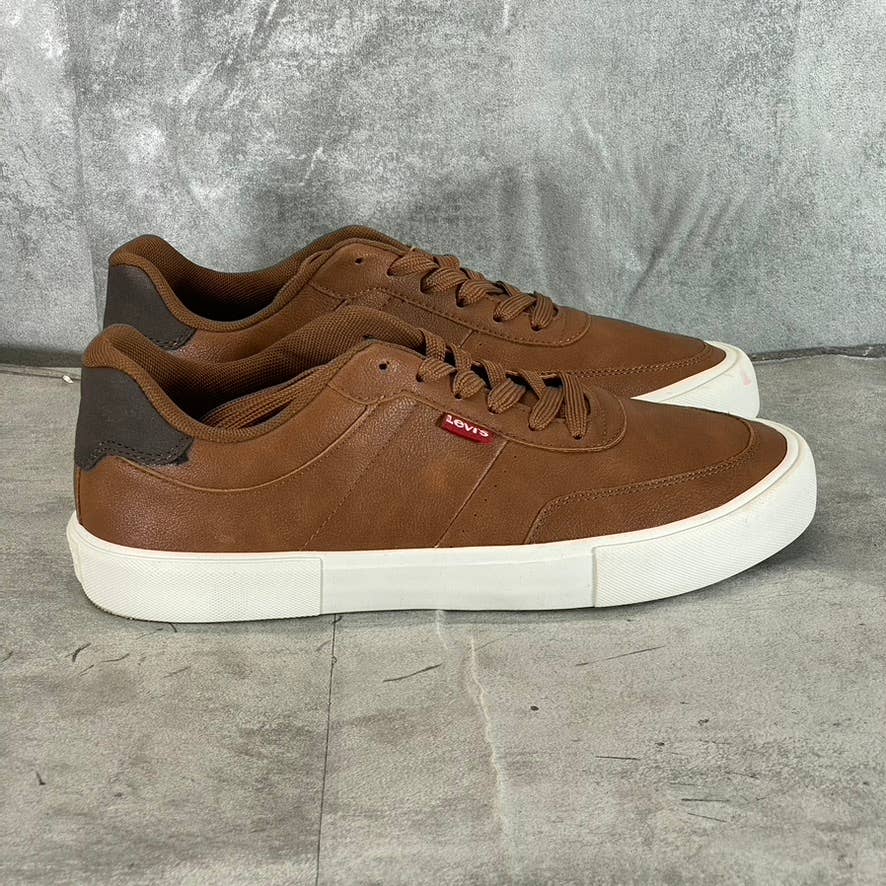 LEVI'S Men's Tan/Brown Munro NM Faux-Leather Retro Low-Top Lace-Up Sneaker SZ9.5