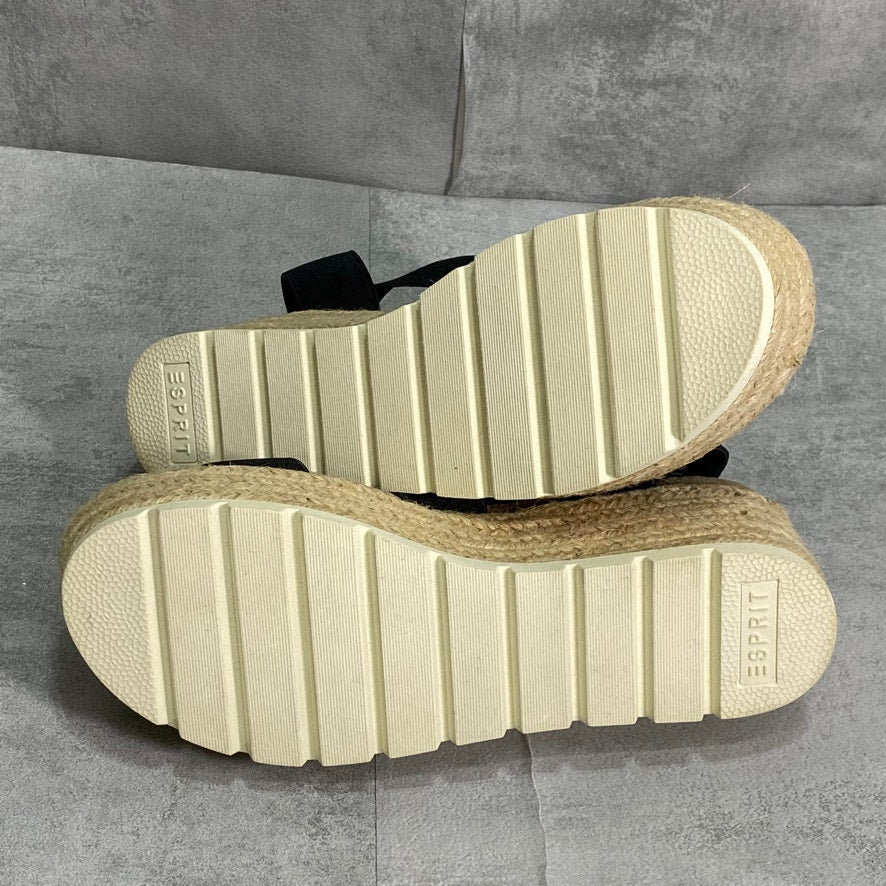 ESPRIT Black Allison Slip-On Elastic Flatform Open-Toe Sandals SZ 8