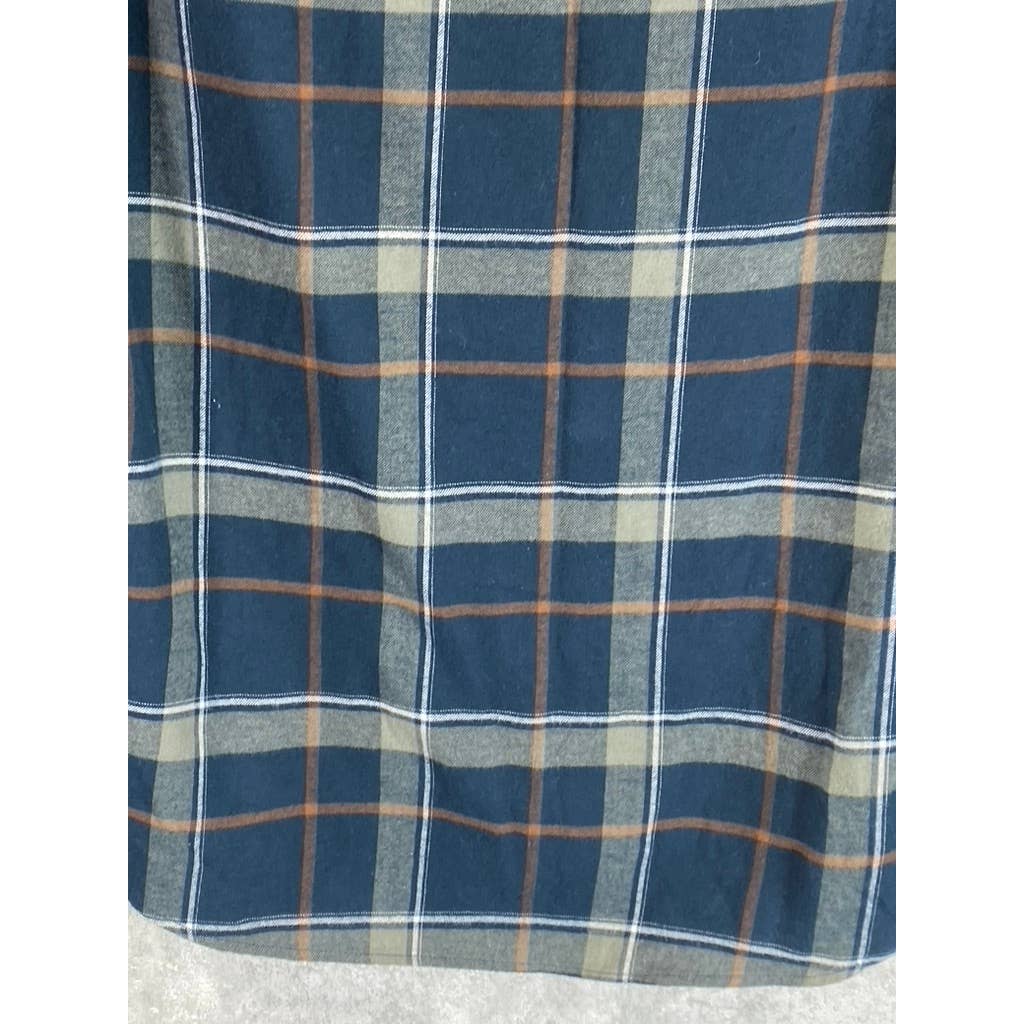 CLUB MONACO Men's Navy Plaid Slim-Fit Long Sleeve Button-Up Shirt SZ M