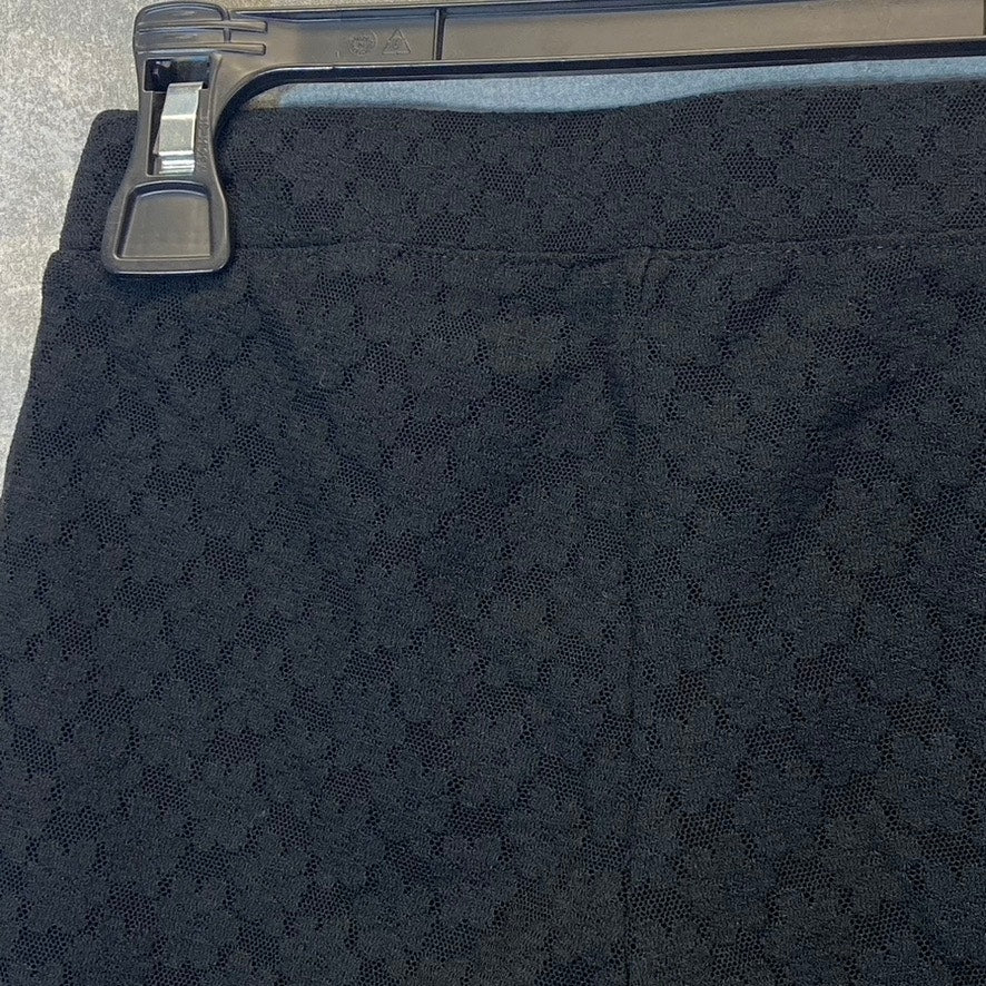 OPEN EDIT Women's Black Lace Pull-On Bike Shorts SZ S