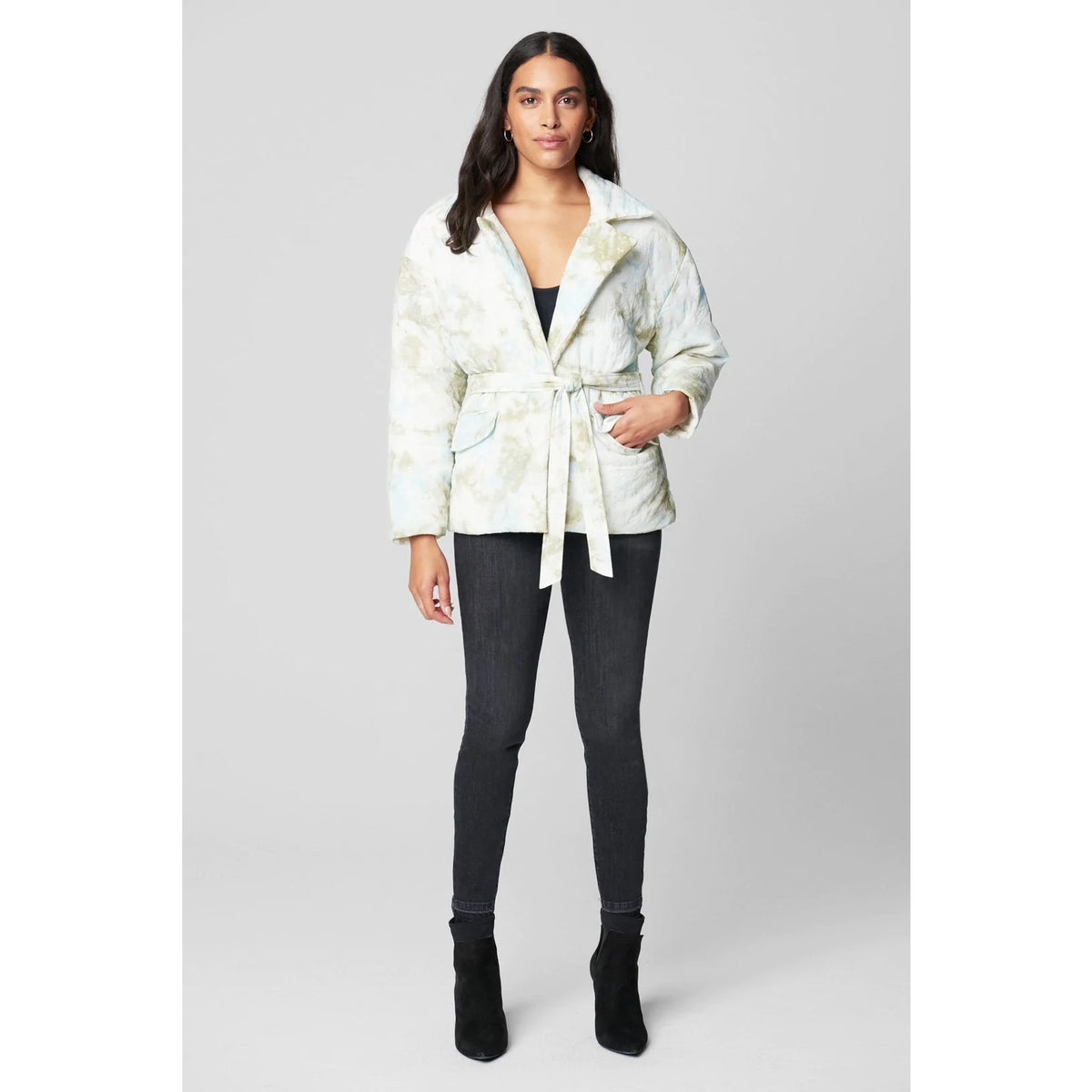 BLANK NYC Women's Perfect Day Hooded Quilted Belted Jacket SZ S