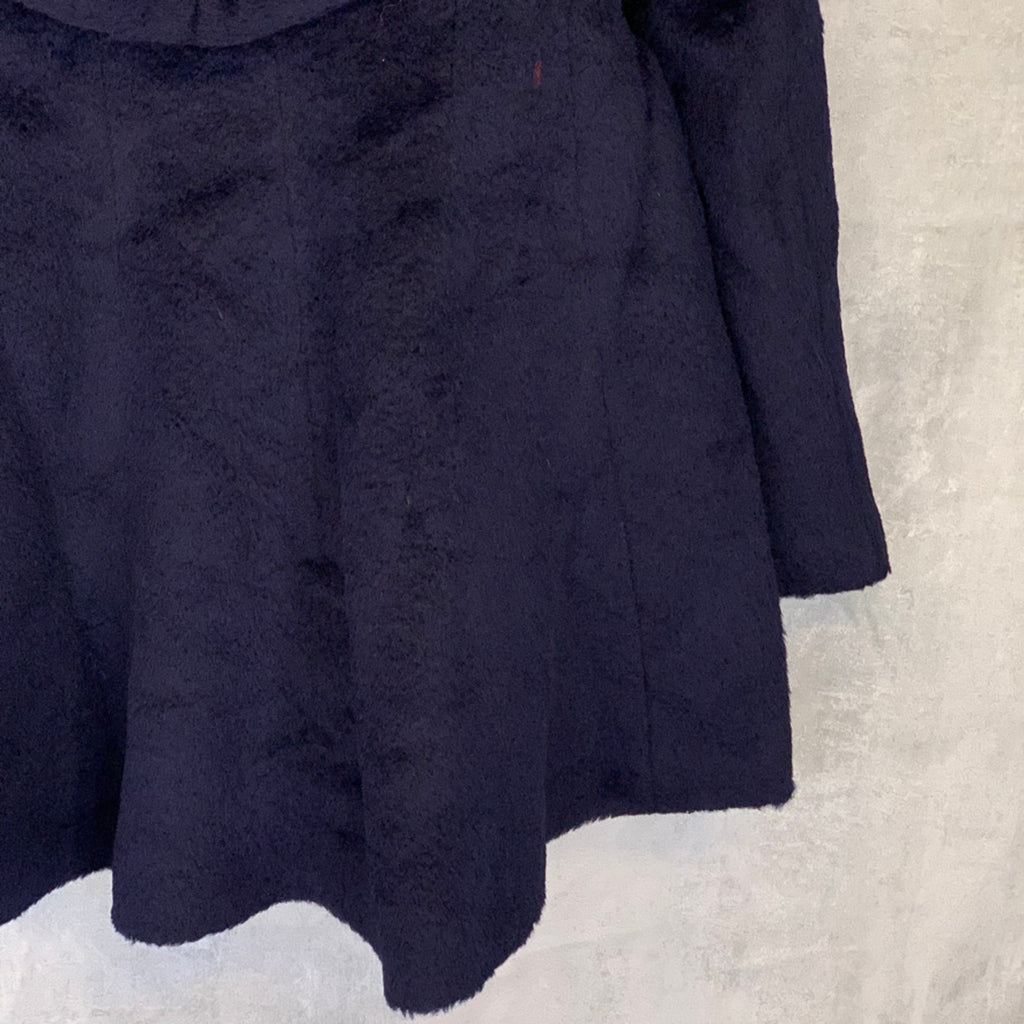 TRINA TURK Navy Grace Hooded Two-Button Belted Alpaca Coat SZ 6