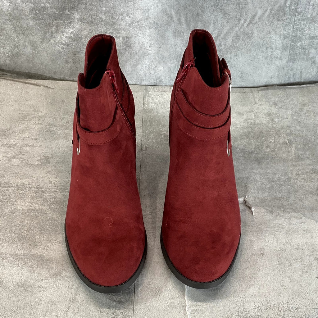 STYLE & CO Women's Wine Zolaa Round-Toe Block-Heel Ankle Boots SZ 8.5