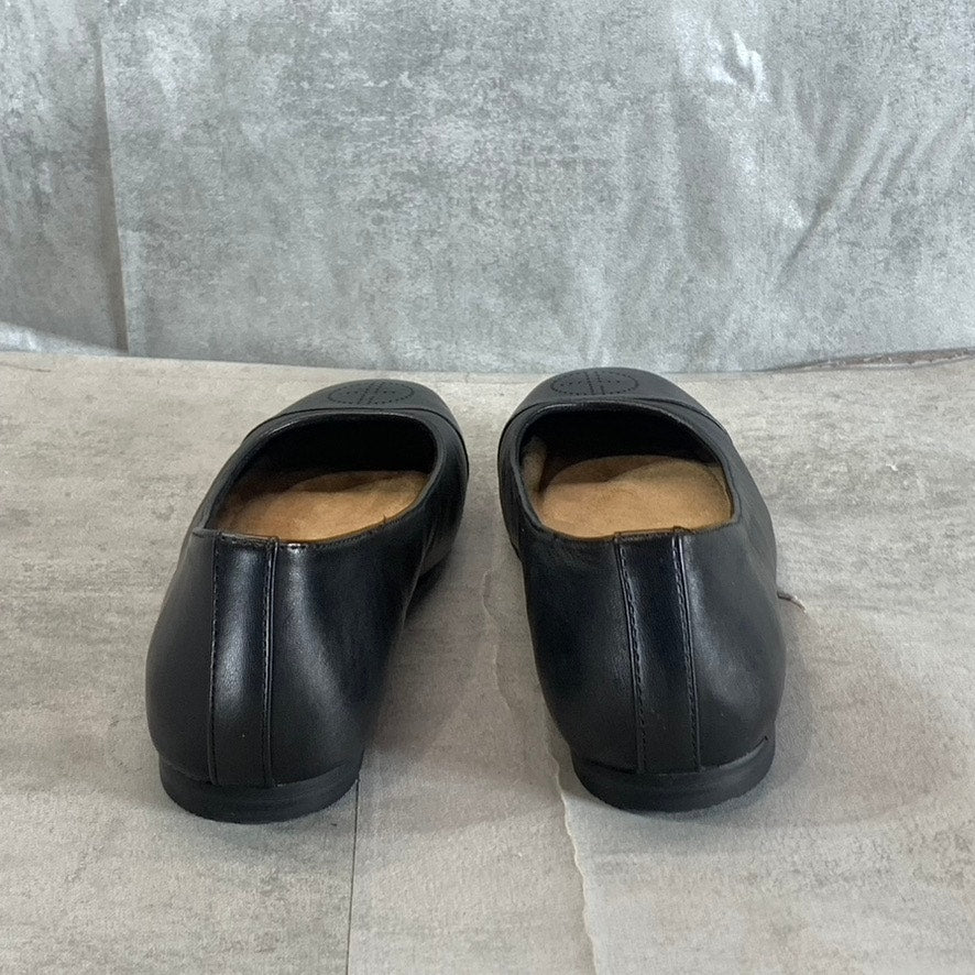 GIANI BERNINI Women's Black Leather Aerinn Square-Toe Slip-On Ballet Flats SZ 7