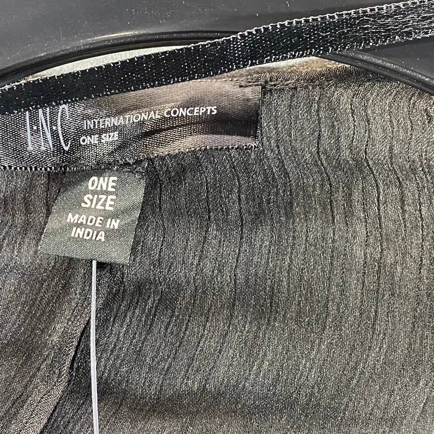 INC INTERNATIONAL CONCEPTS Women's Black Satin-Border Topper SZ OS