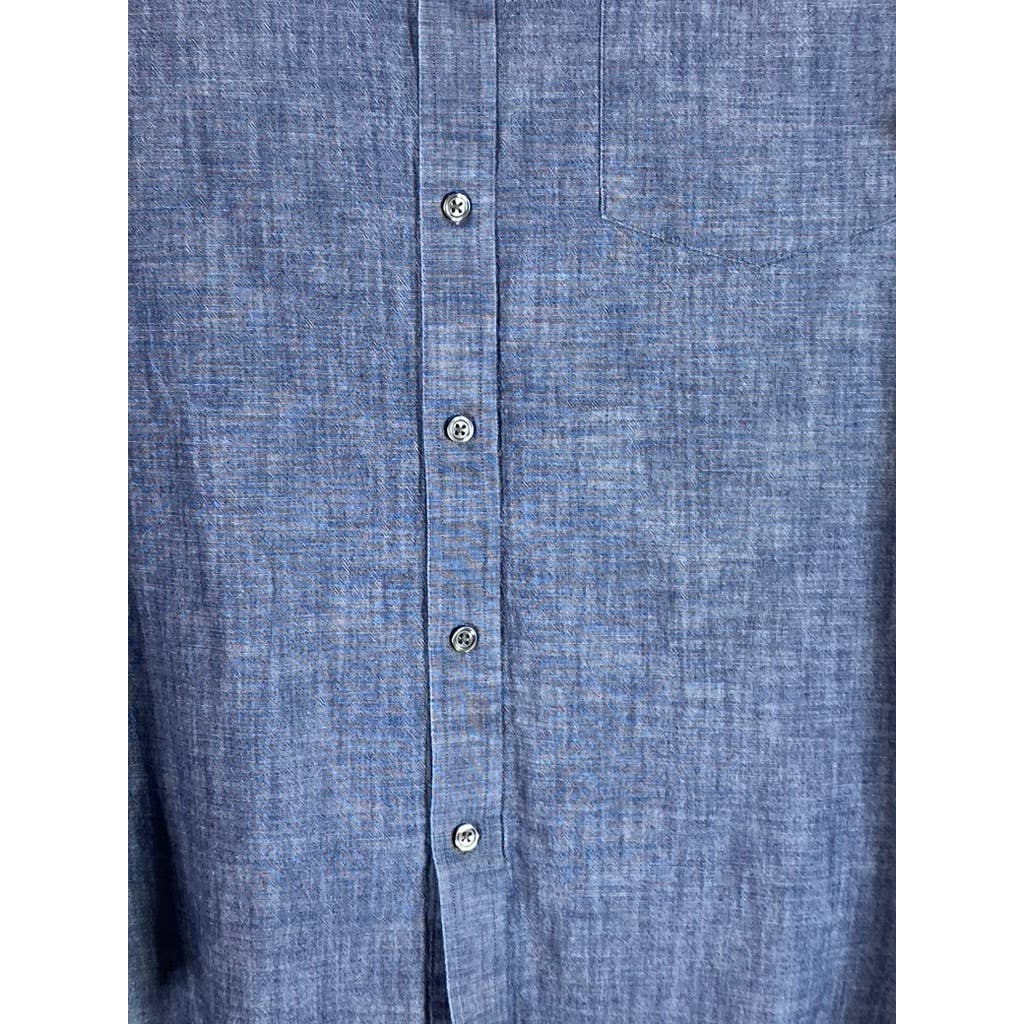 BANANA REPUBLIC Men's Blue Chambray Standard-Fit Soft Wash Button-Up Shirt SZ L