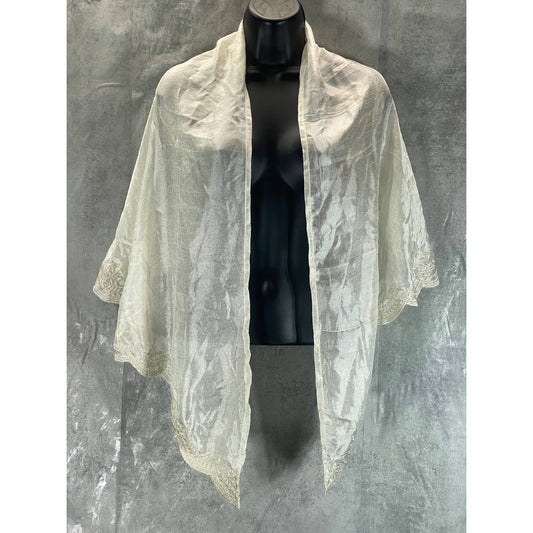 INC INTERNATIONAL CONCEPTS Women's Ivory Crescent Scalloped Wrap SZ OS