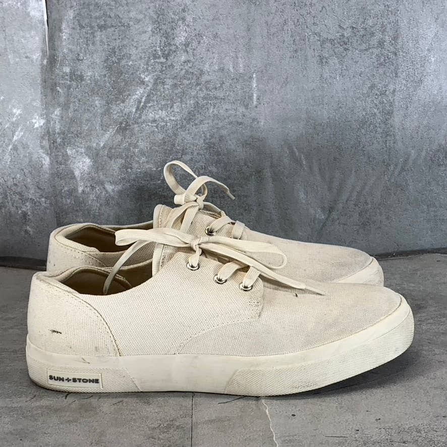 SUN+STONE Men's White Kiva Lace-Up Core Sneakers SZ 10.5