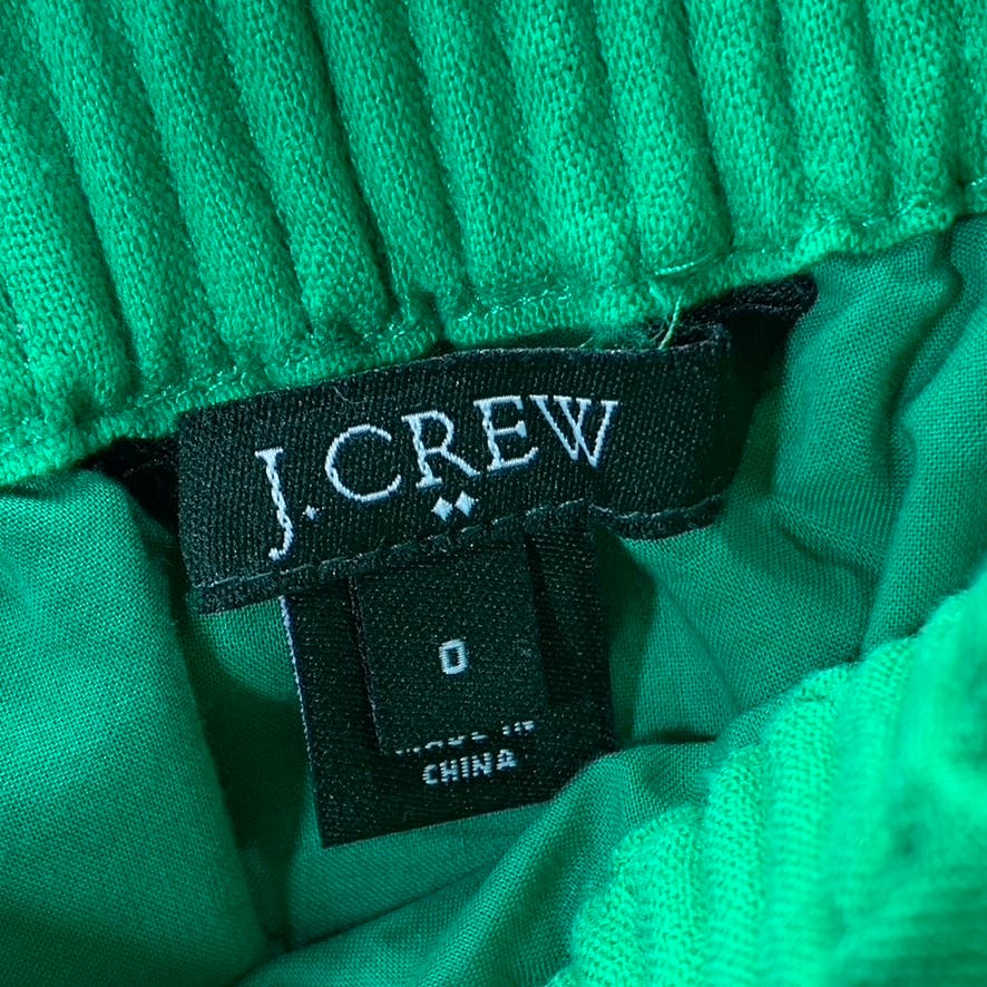 J.CREW Women's Green Smocked Waist Wool Blend Pull-On Pencil Mini Skirt SZ 0