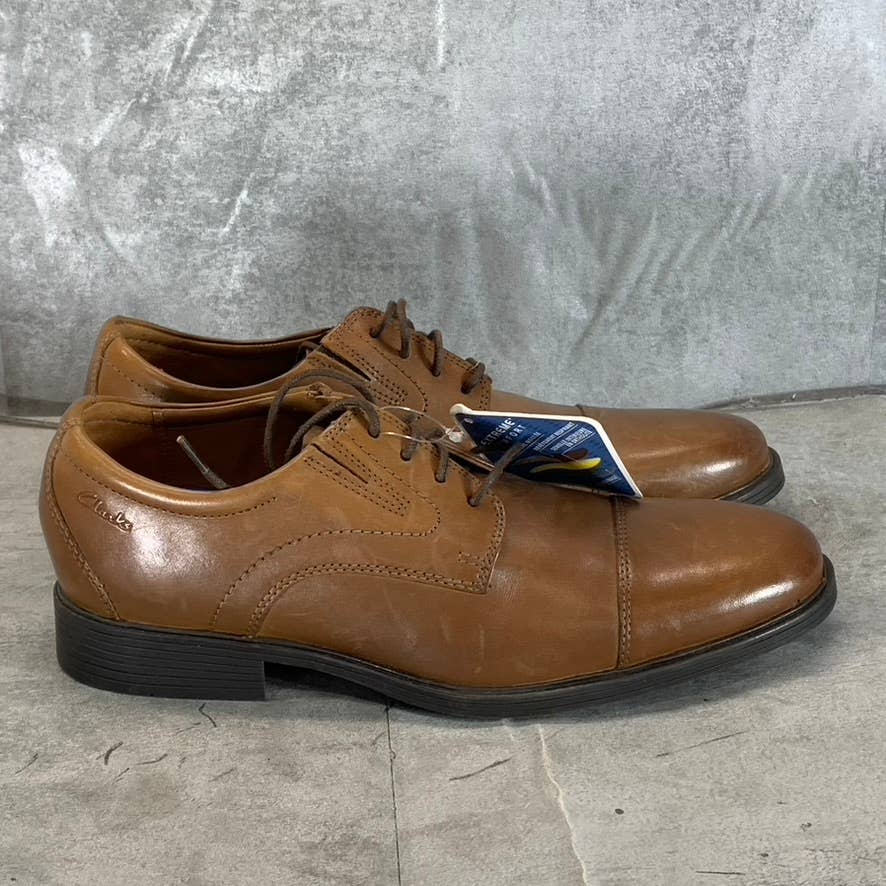 CLARKS Collection Men's Dark Tan Leather Whiddon Lace-Up Cap-Toe Oxfords SZ 7