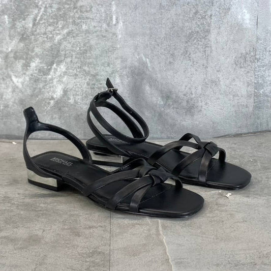 MICHAEL MICHAEL KORS Women's Black Leather Brinkley Ankle-Strap Sandals SZ 6