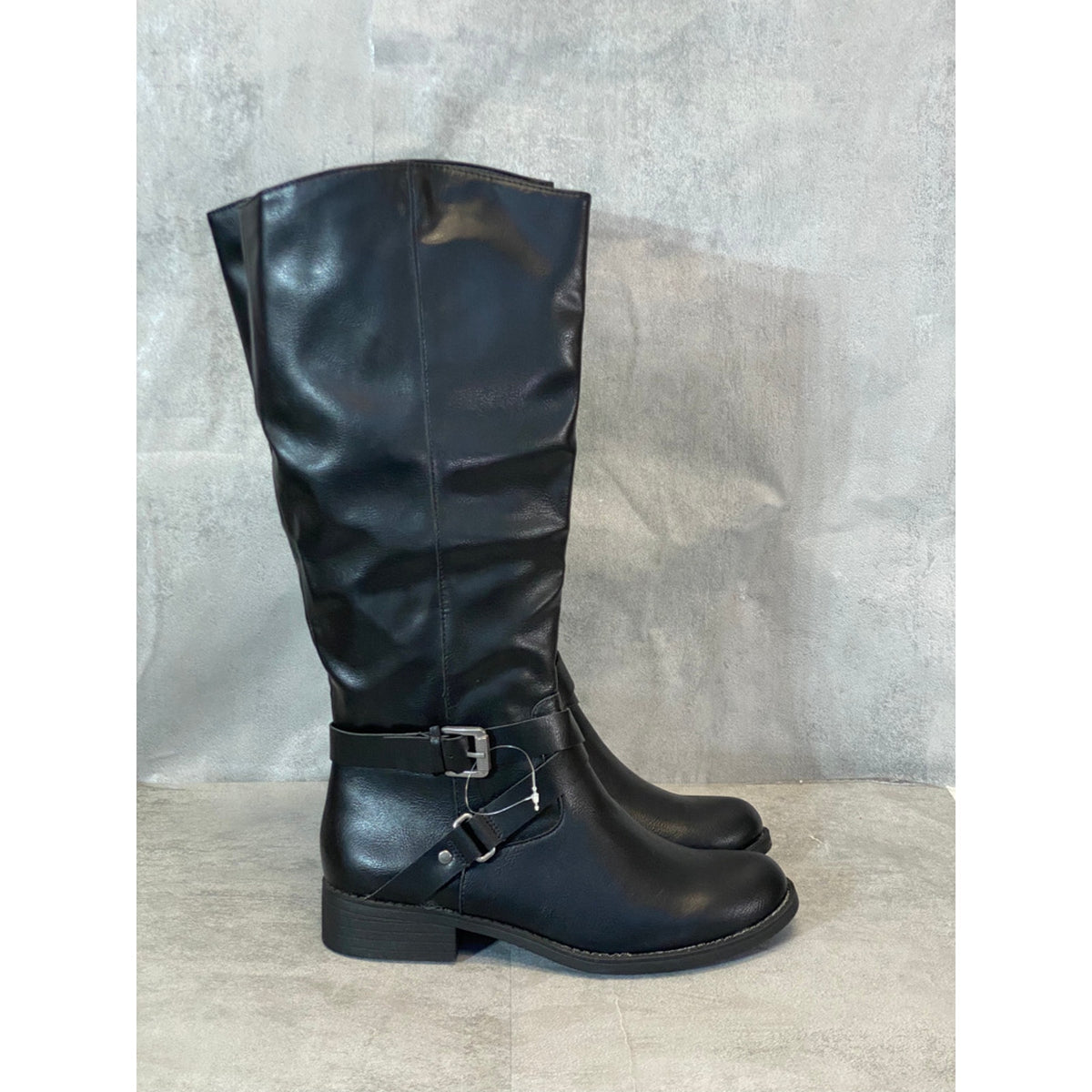 Copied - STYLE & CO Black Marliee Full Side Zip Round-Toe Tall Riding Boots SZ 7.5