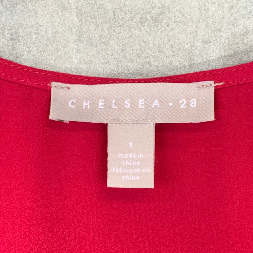 CHELSEA28 Red Cerise Sleeveless Button V-Neck Top SZ S