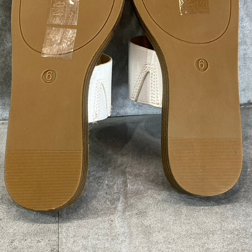 GC SHOES Women’s White Candace Memory Foam Thong Slip-On Flat Sandals SZ 6