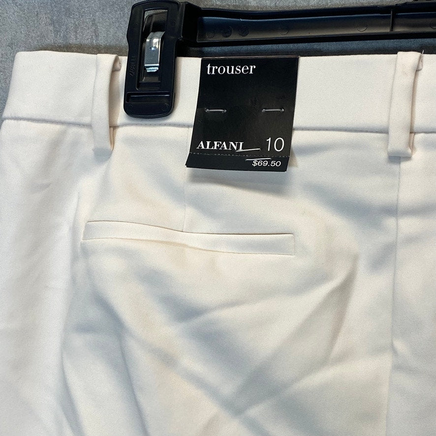 ALFANI Women's Oat Milk High-Rise Straight-Leg Trousers SZ 10