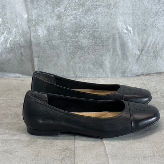 GIANI BERNINI Women's Black Leather Aerinn Square-Toe Slip-On Ballet Flats SZ 7