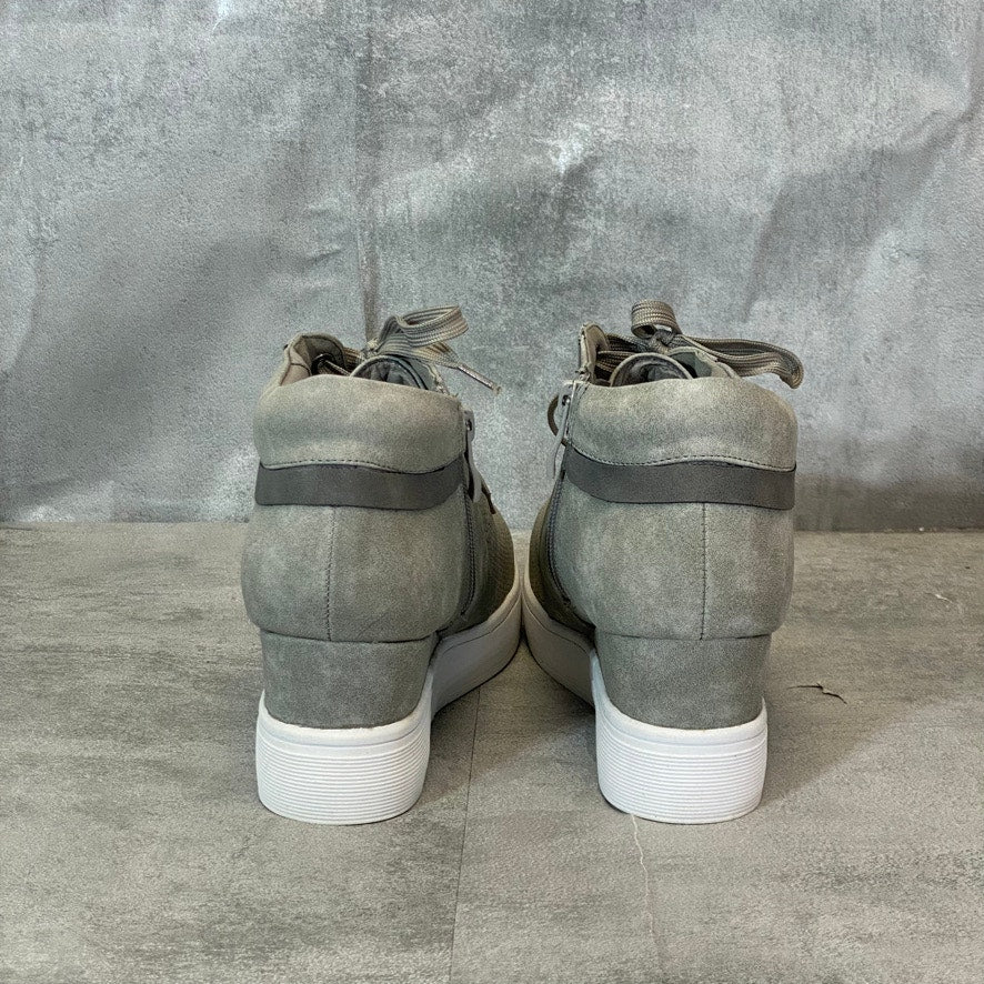 JOURNEE COLLECTION Gray Ayse Lace-Up Inner Zip Wedge Sneaker SZ 8