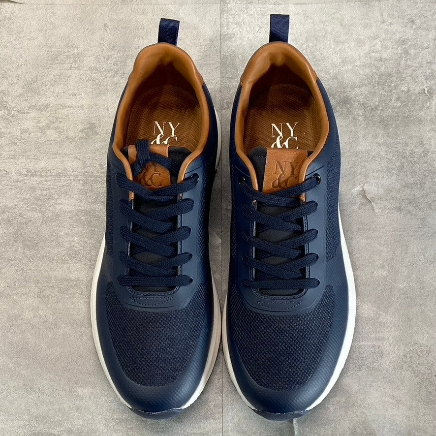 NEW YORK & COMPANY Men's Navy Fabric Dixon Round-Toe Lace-Up Sneakers SZ 11