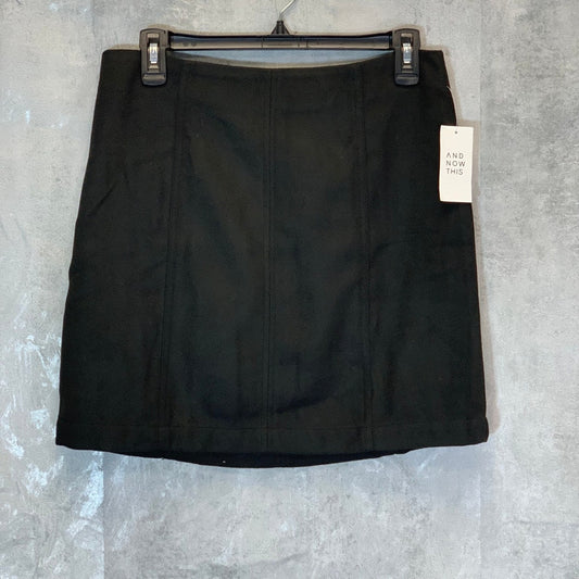 AND NOW THIS Women's Black A-Line Back-Zip Mini Skirt SZ M