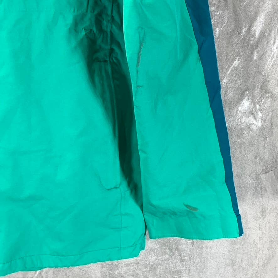 LANDS' END Men's Aqua Green Colorblocked Zip-Up Hooded Waterproof Jacket SZ M