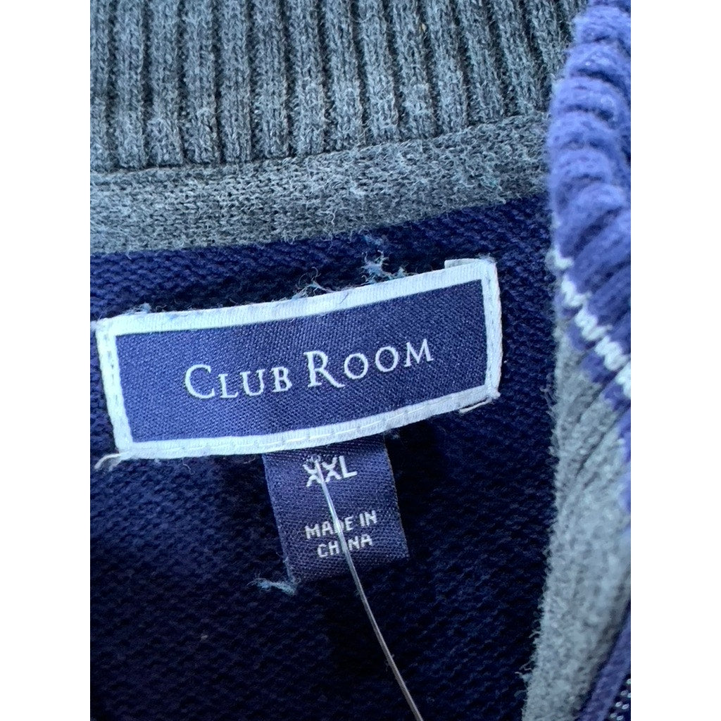 CLUB ROOM Men's Navy Quarter-Zip Stand-Collar Textured Cotton Sweater SZ 2XL