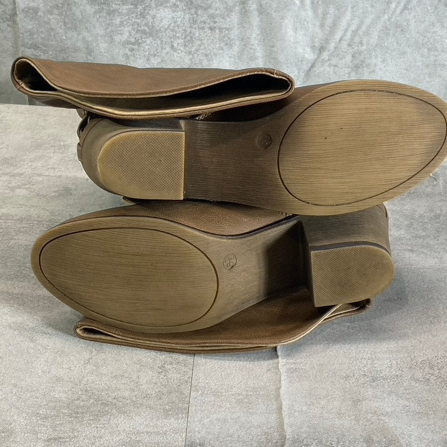 JOURNEE COLLECTION Women's Taupe Late Knee-High Block-Heel Boots SZ 6.5