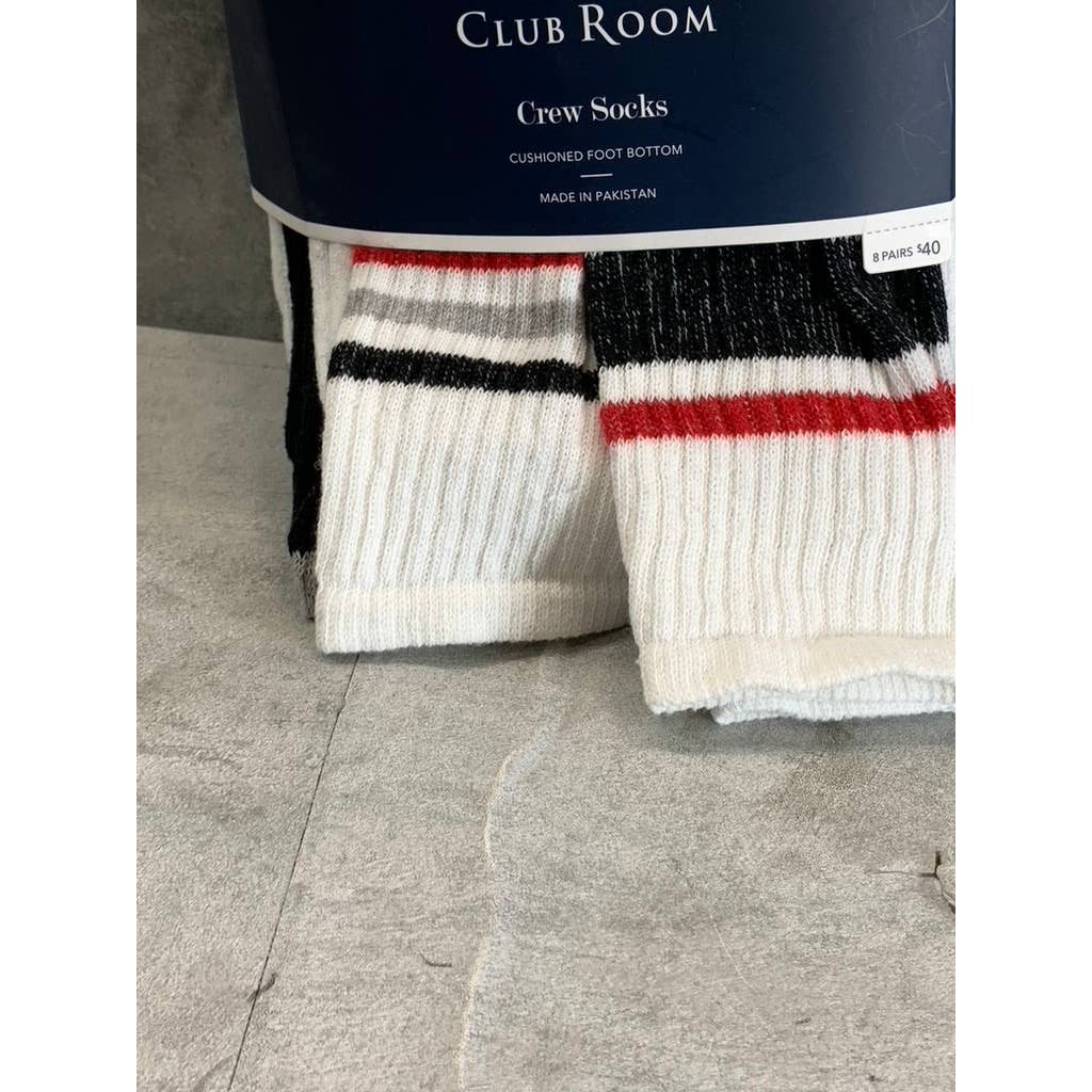 CLUB ROOM Men's Multi Striped 8-Pack Crew Socks SZ 10-13