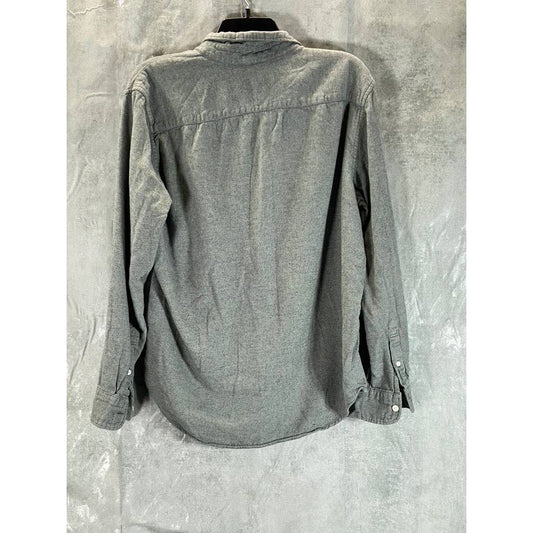 AMERICAN EAGLE OUTFITTERS Men's Gray Heather Button-Up Long-Sleeve Shirt SZ L