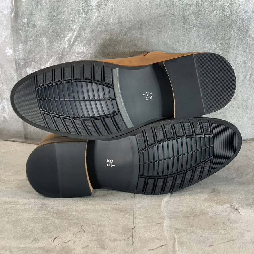 VANCE CO. Men's Chestnut Faux Leather Landon Pull-On Chelsea Dress Boots SZ 9.5