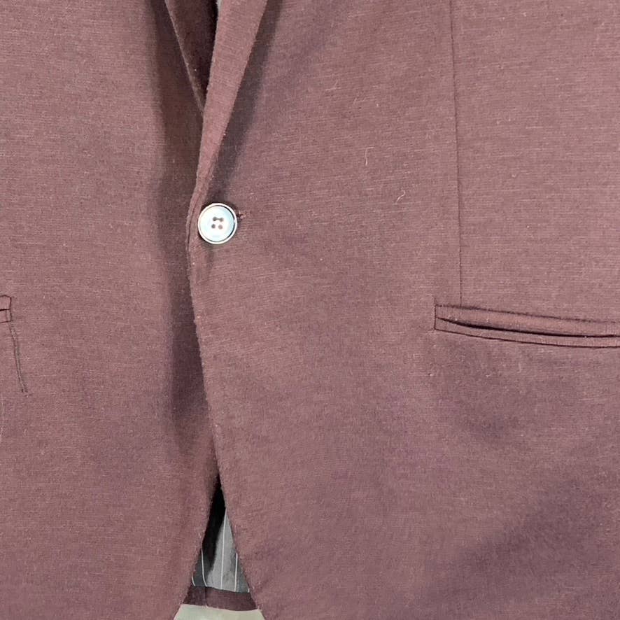 ZARA MAN Men's Burgundy Straight-Fit One-Button Blazer SZ L