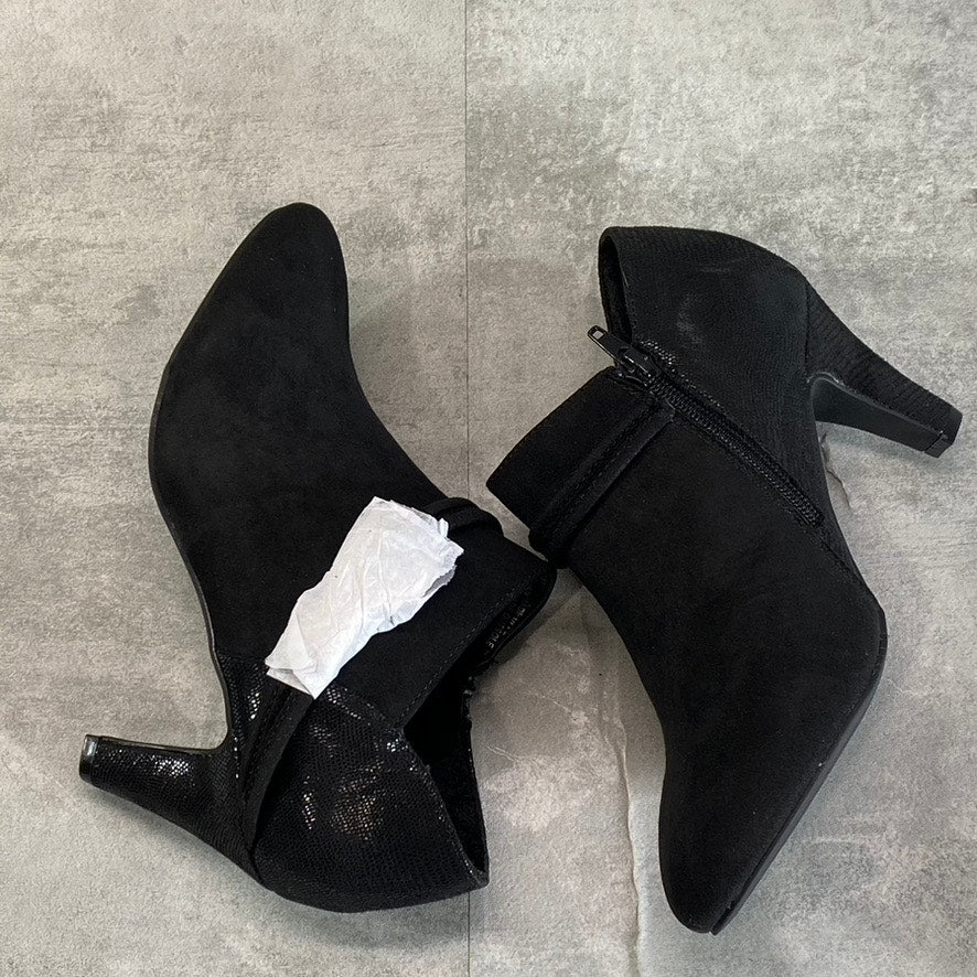 KAREN SCOTT Women's Black Microsuede Melanni Almond-Toe Slip-On Booties SZ 7