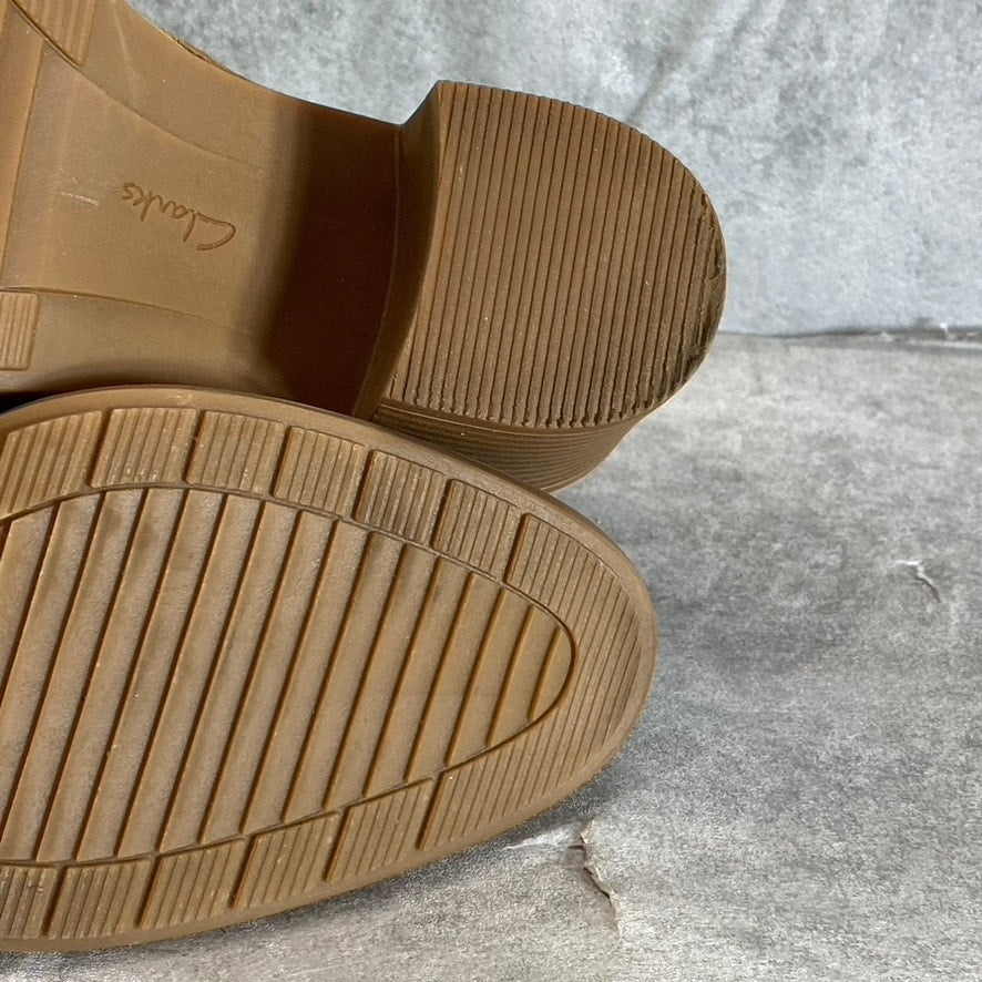 COLLECTION By CLARKS Women's Dark Khaki Suede Scene Laceboot Block-Heel Booties