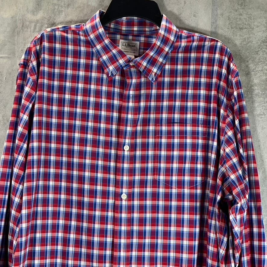 L.L. BEAN Men's Red/Blue Slightly Fitted Button-Up Long Sleeve Shirt SZ XL