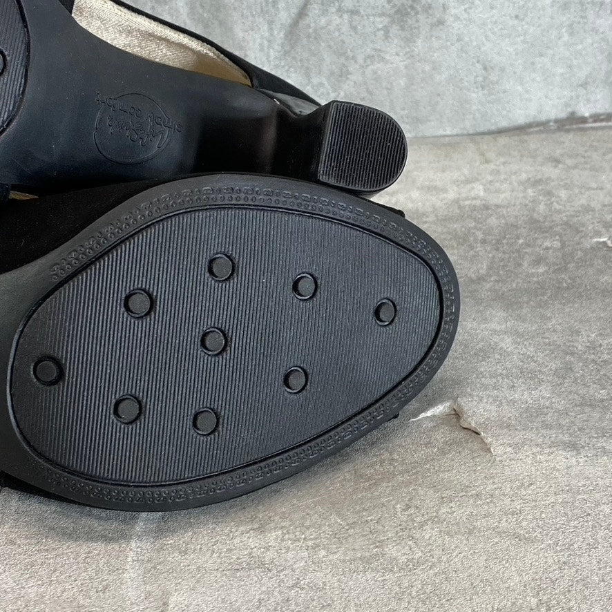 LIFESTRIDE Women's Black Fabric Carla Peep-Toe Slip-On Pumps SZ 9