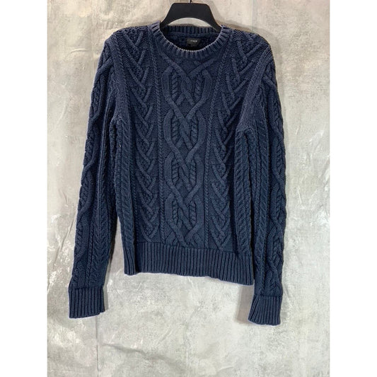 J.CREW Women's Navy Crewneck Cable Knit Heavyweight Pullover Sweater SZ S