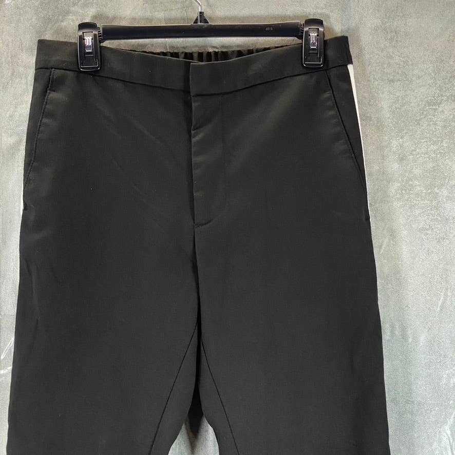 ZARA MAN Men's Black Classic-Fit Flat Front Striped Tuxedo Pants SZ S