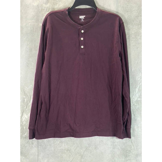 LANDS' END Men's Tall Burgundy Super-T Long-Sleeve Henley Shirt SZ M