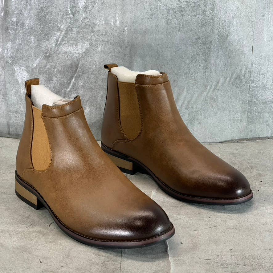 VANCE CO. Men's Chestnut Faux Leather Landon Pull-On Chelsea Dress Boots SZ 8