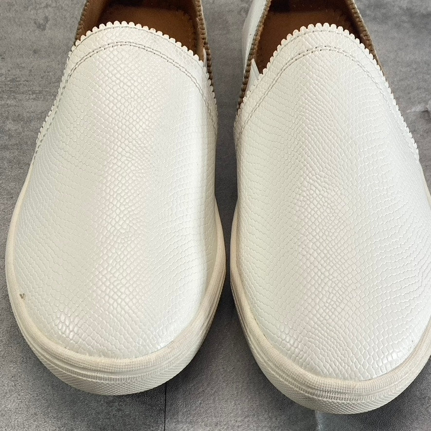 SUN+STONE Women's White Snake Embossed Miriam Round-Toe Slip-On Sneakers SZ 6