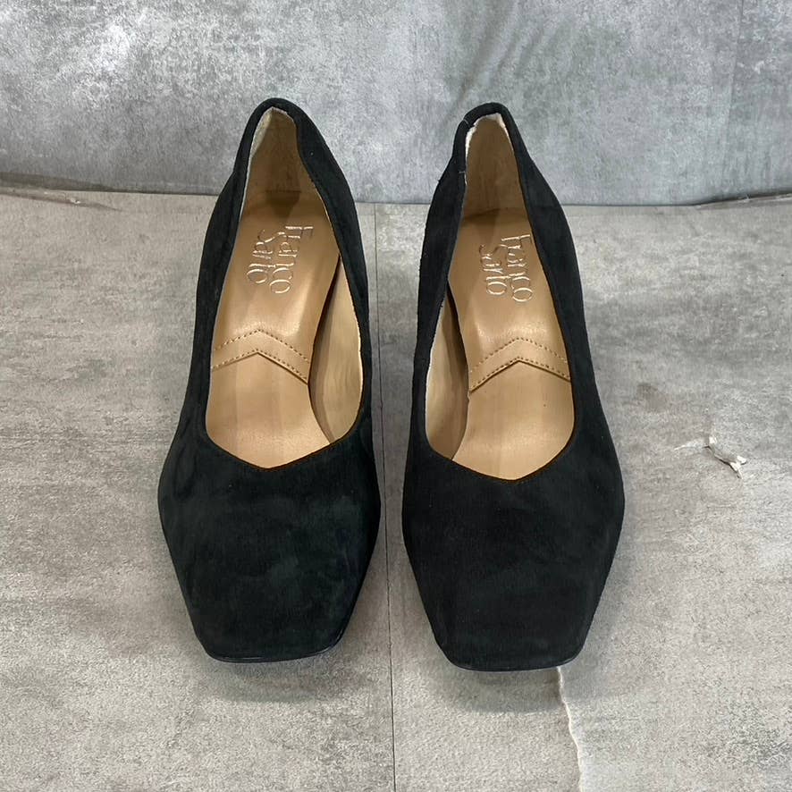 FRANCO SARTO Women's Black Suede Pisa Square-Toe Round-Heel Pumps SZ 5