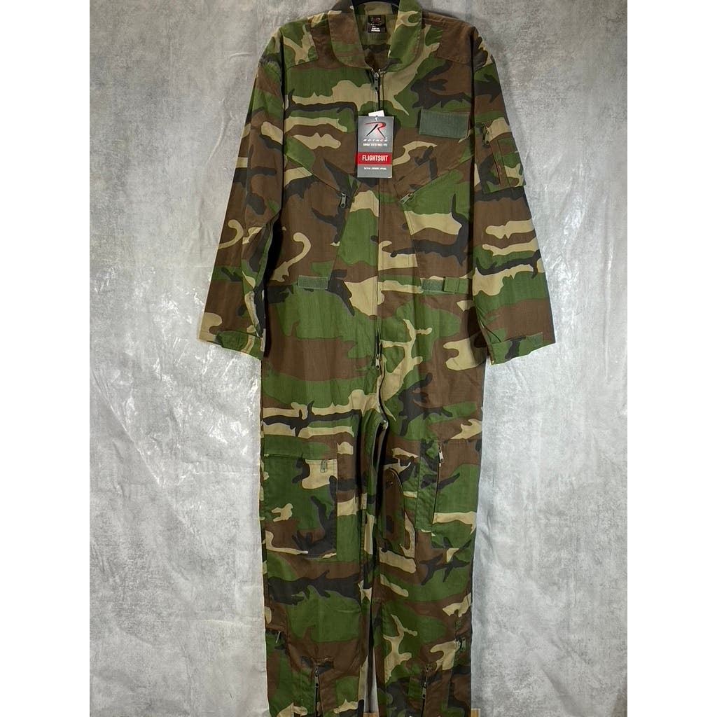 ROTHCO Men's Woodland Camo One-Piece Pull-On Flightsuit SZ S