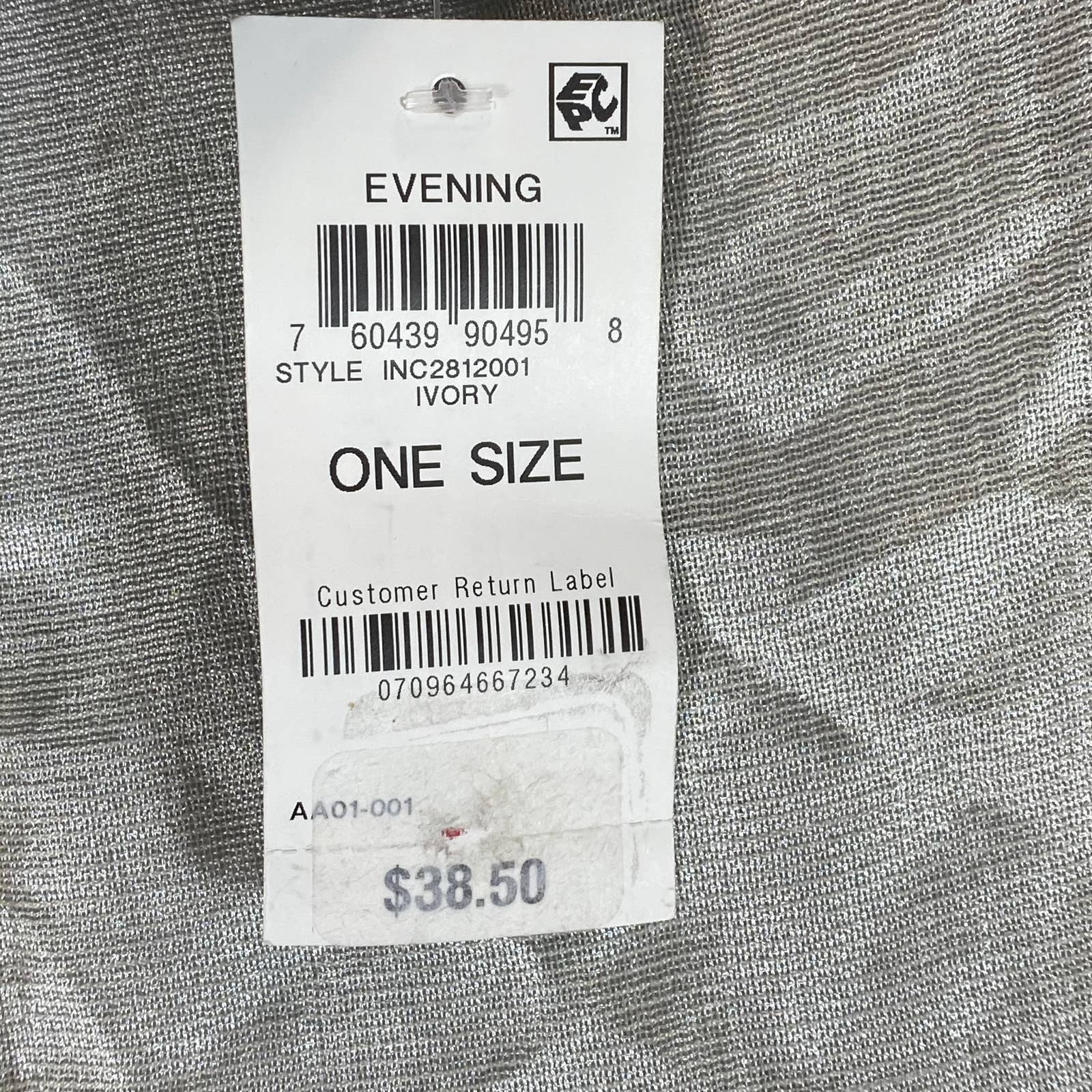 INC INTERNATIONAL CONCEPTS Women's Ivory Crescent Scalloped Wrap SZ OS