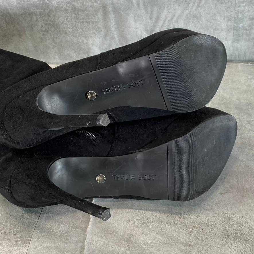 THALIA SODI Women's Black Faux Leather Clarissa Over-The-Knee Stiletto Boot SZ11